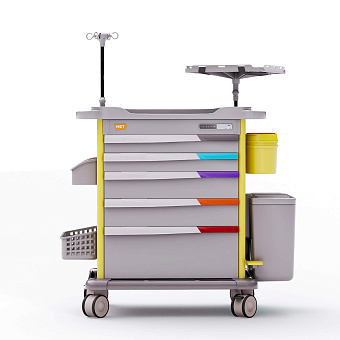 Тележка медицинская универсальная желтая 